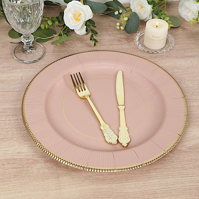25 Round 13" Disposable Paper Charger Plates with Metallic Rim