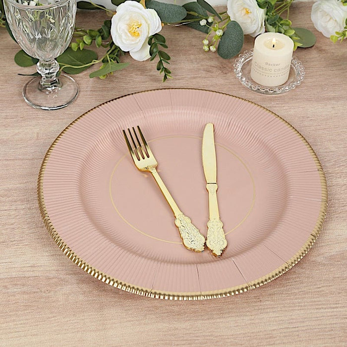 25 Round 13" Disposable Paper Charger Plates with Metallic Rim