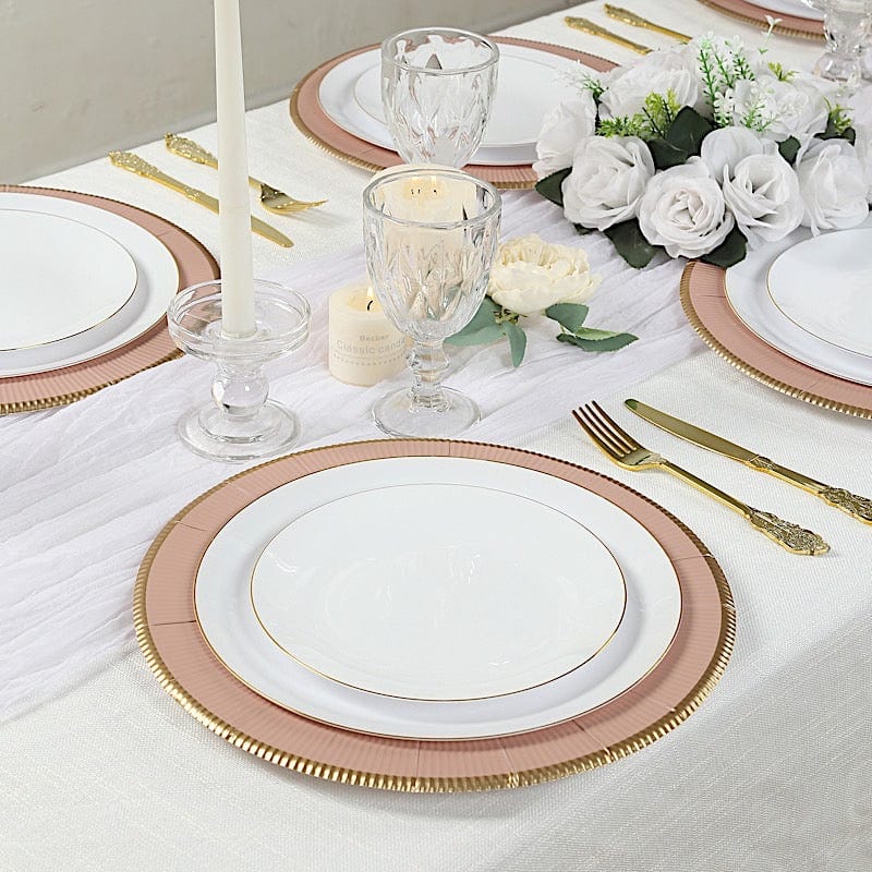 25 Round 13" Disposable Paper Charger Plates with Metallic Rim