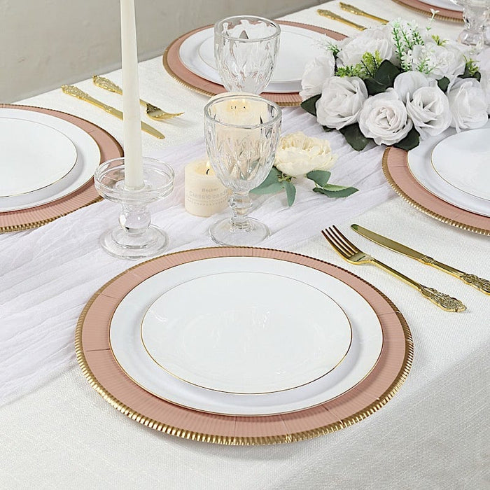 25 Round 13" Disposable Paper Charger Plates with Metallic Rim