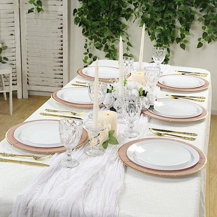 25 Round 13" Disposable Paper Charger Plates with Metallic Rim