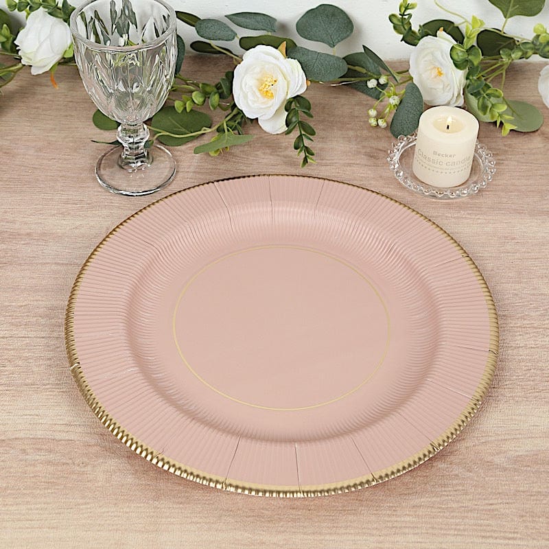 25 Round 13" Disposable Paper Charger Plates with Metallic Rim