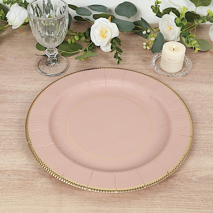 25 Round 13" Disposable Paper Charger Plates with Metallic Rim