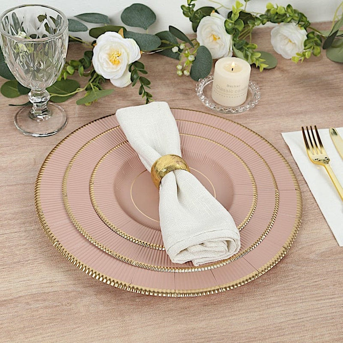 25 Round 13" Disposable Paper Charger Plates with Metallic Rim