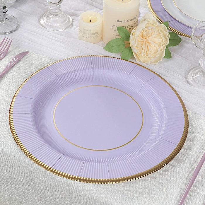 25 Round 13" Disposable Paper Charger Plates with Metallic Rim