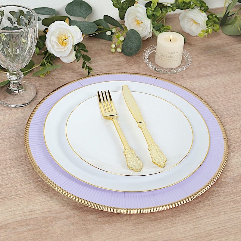 25 Round 13" Disposable Paper Charger Plates with Metallic Rim