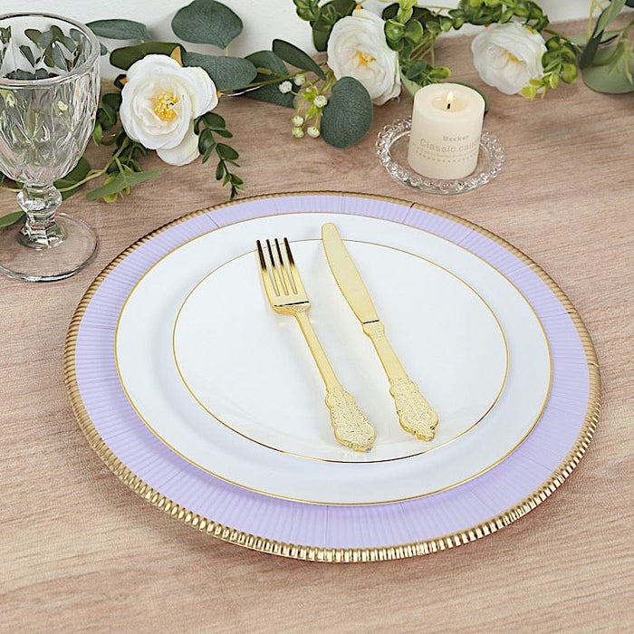 25 Round 13" Disposable Paper Charger Plates with Metallic Rim