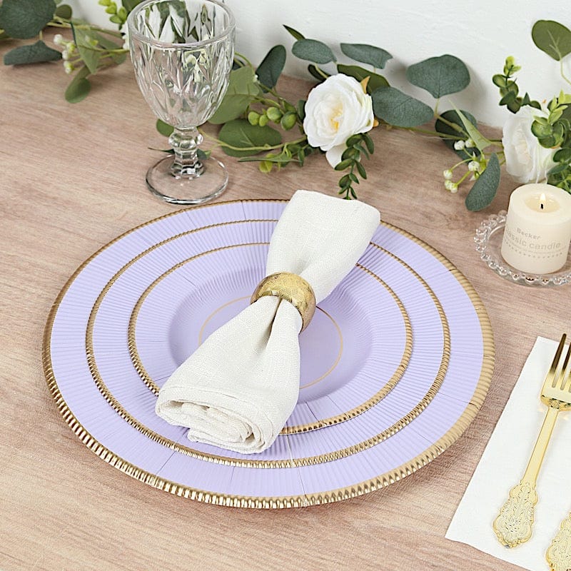 25 Round 13" Disposable Paper Charger Plates with Metallic Rim