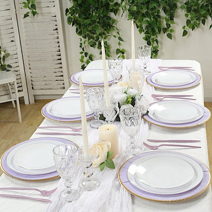 25 Round 13" Disposable Paper Charger Plates with Metallic Rim