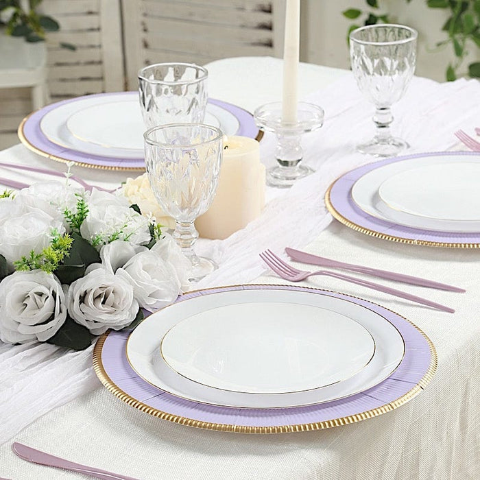 25 Round 13" Disposable Paper Charger Plates with Metallic Rim