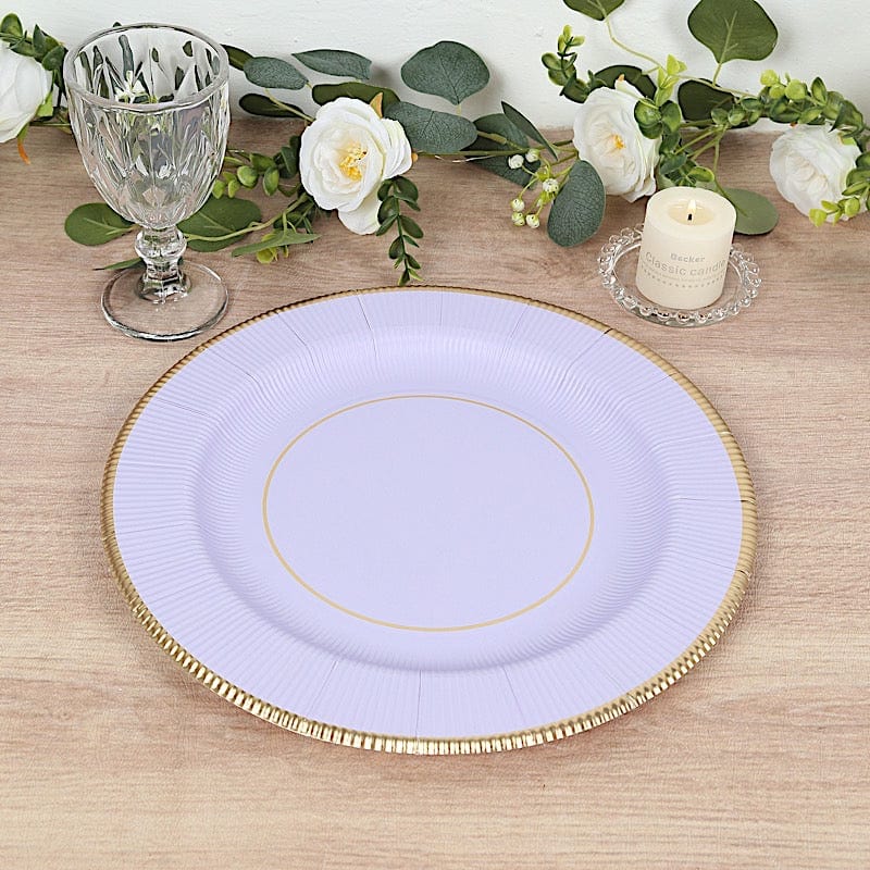 25 Round 13" Disposable Paper Charger Plates with Metallic Rim