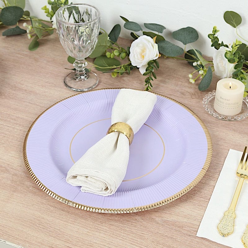 25 Round 13" Disposable Paper Charger Plates with Metallic Rim