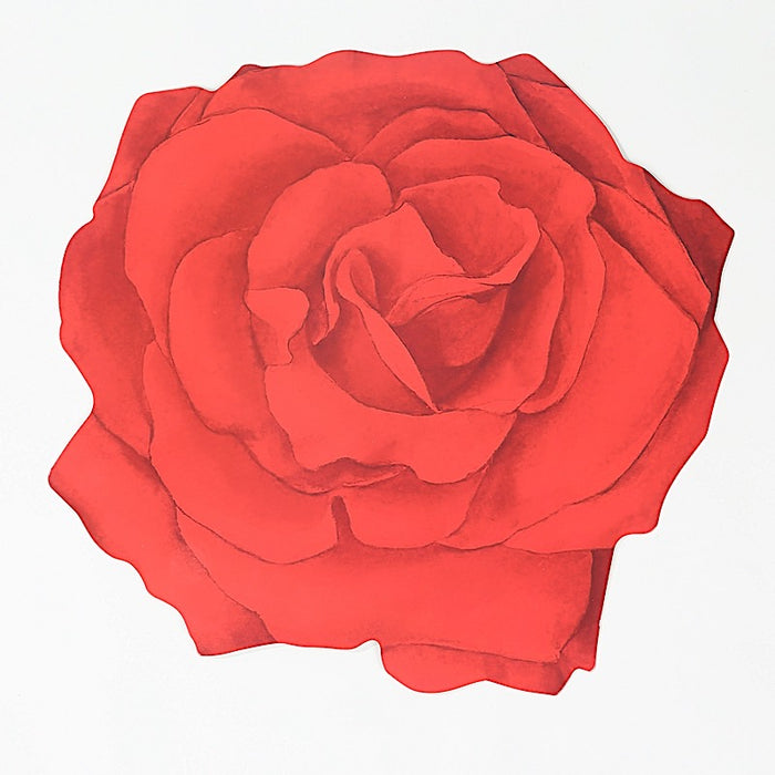 10 Rose Flower 14" Cardboard Paper Disposable Placemats - Red