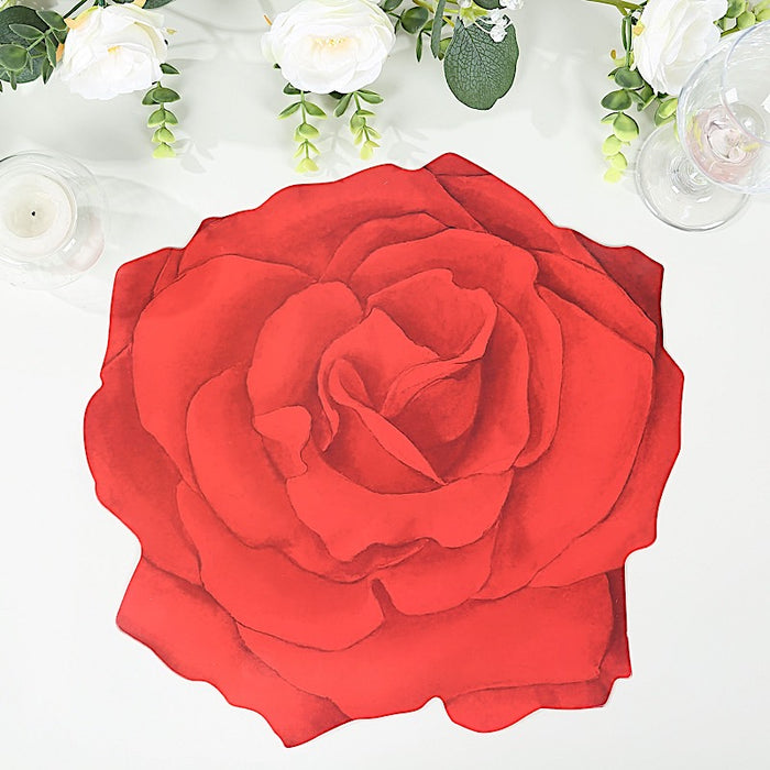 10 Rose Flower 14" Cardboard Paper Disposable Placemats - Red