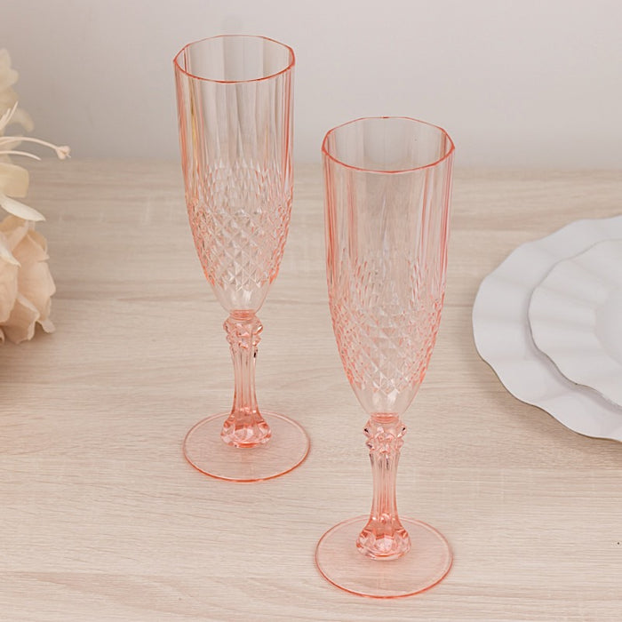 6 pcs 8 oz Crystal Plastic Champagne Flute Glasses - Disposable Tableware