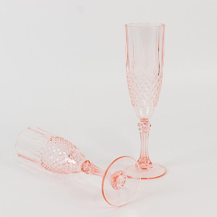 6 pcs 8 oz Crystal Plastic Champagne Flute Glasses - Disposable Tableware