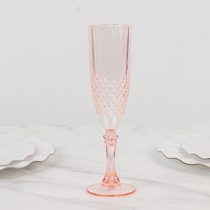 6 pcs 8 oz Crystal Plastic Champagne Flute Glasses - Disposable Tableware