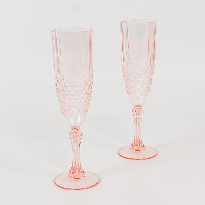 6 pcs 8 oz Crystal Plastic Champagne Flute Glasses - Disposable Tableware