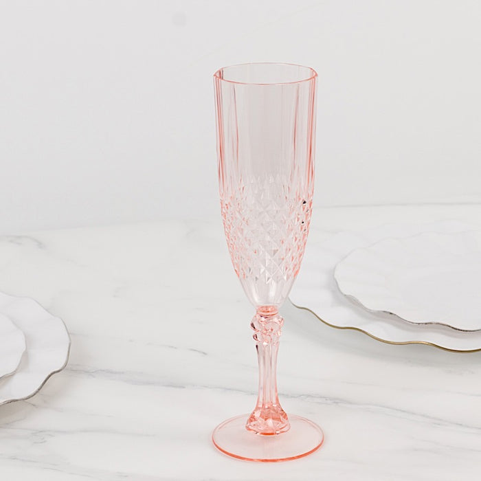 6 pcs 8 oz Crystal Plastic Champagne Flute Glasses - Disposable Tableware