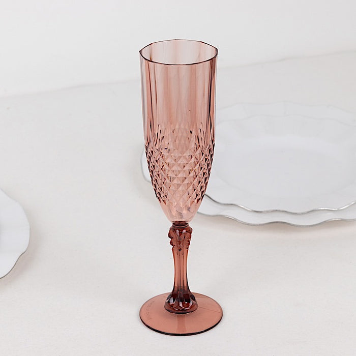 6 pcs 8 oz Crystal Plastic Champagne Flute Glasses - Disposable Tableware