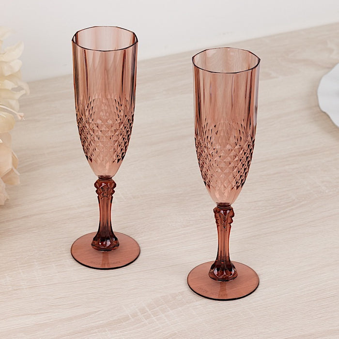 6 pcs 8 oz Crystal Plastic Champagne Flute Glasses - Disposable Tableware