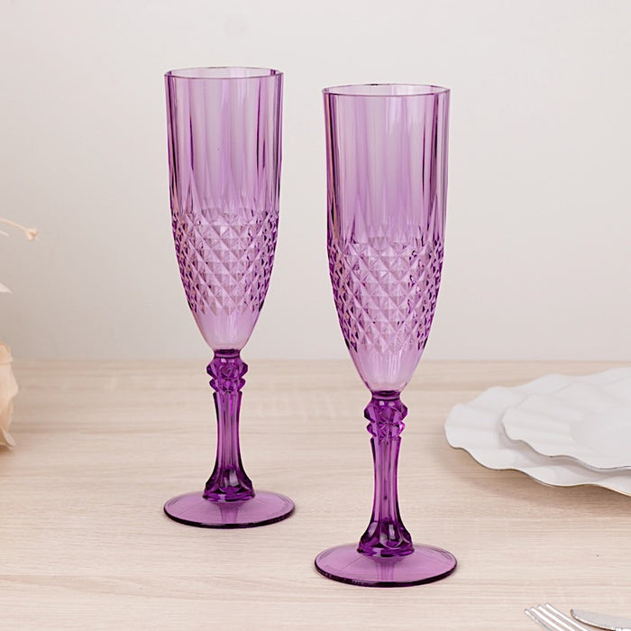 6 pcs 8 oz Crystal Plastic Champagne Flute Glasses - Disposable Tableware