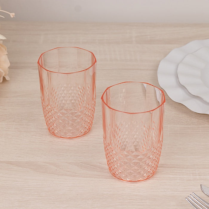 6 pcs 16 oz Crystal Cut Plastic Drinking Glasses - Disposable Tableware