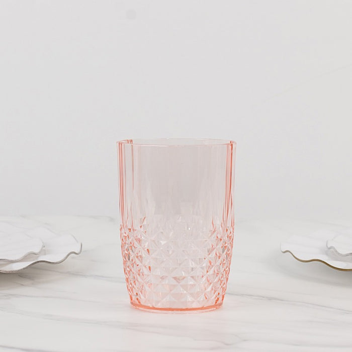 6 pcs 16 oz Crystal Cut Plastic Drinking Glasses - Disposable Tableware