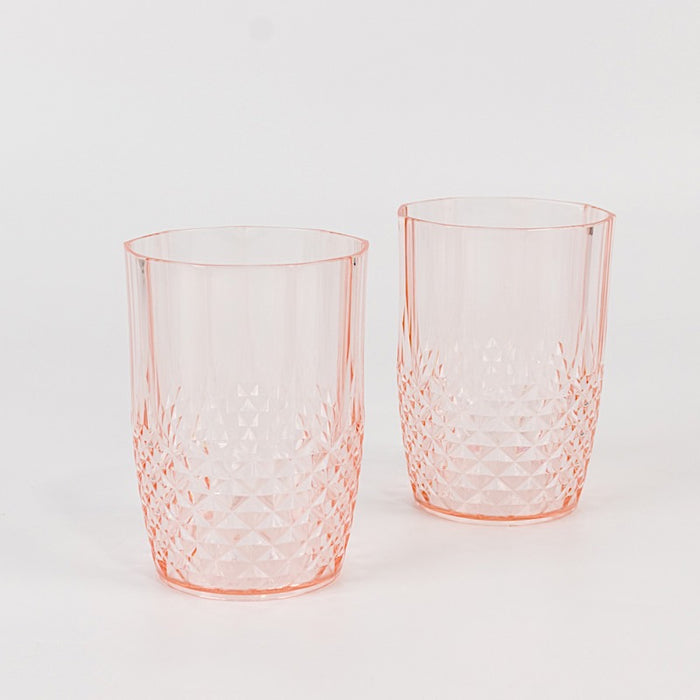 6 pcs 16 oz Crystal Cut Plastic Drinking Glasses - Disposable Tableware