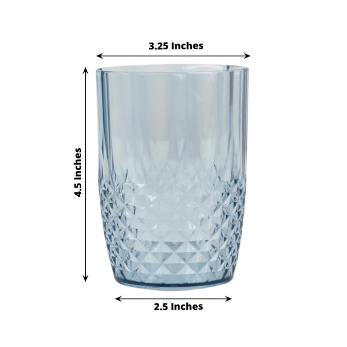 6 pcs 16 oz Crystal Cut Plastic Drinking Glasses - Disposable Tableware