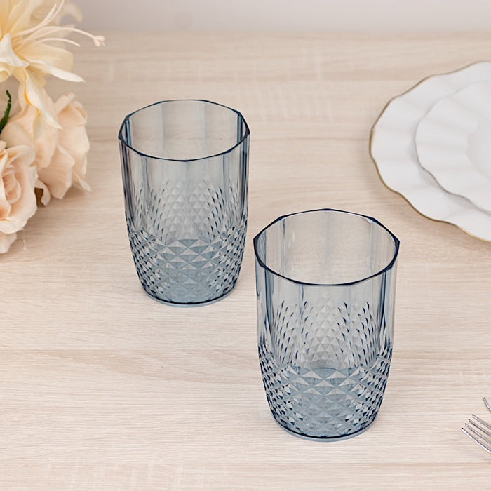 6 pcs 16 oz Crystal Cut Plastic Drinking Glasses - Disposable Tableware