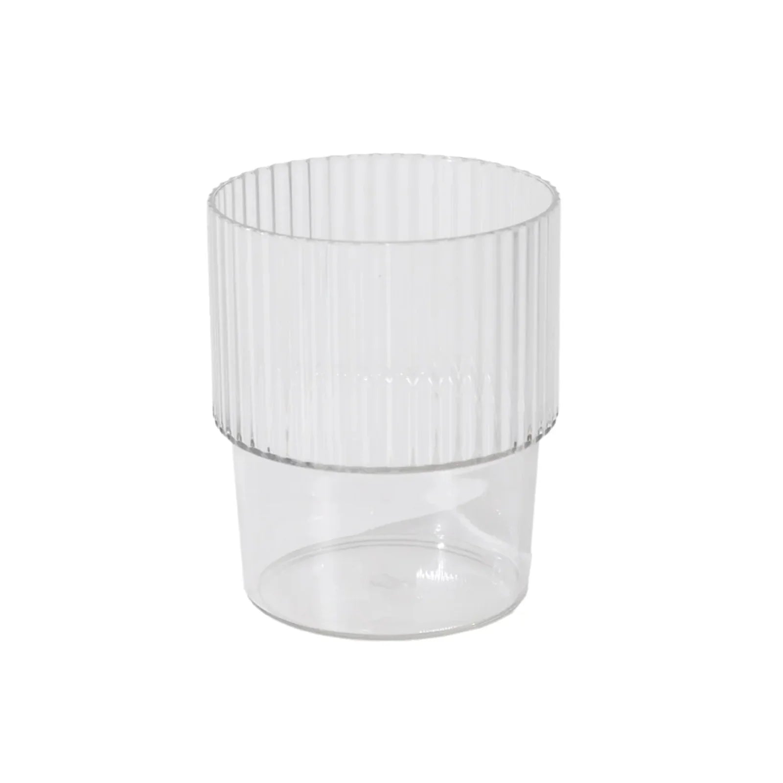 12 Stackable Ribbed Reusable Plastic Cups - Clear