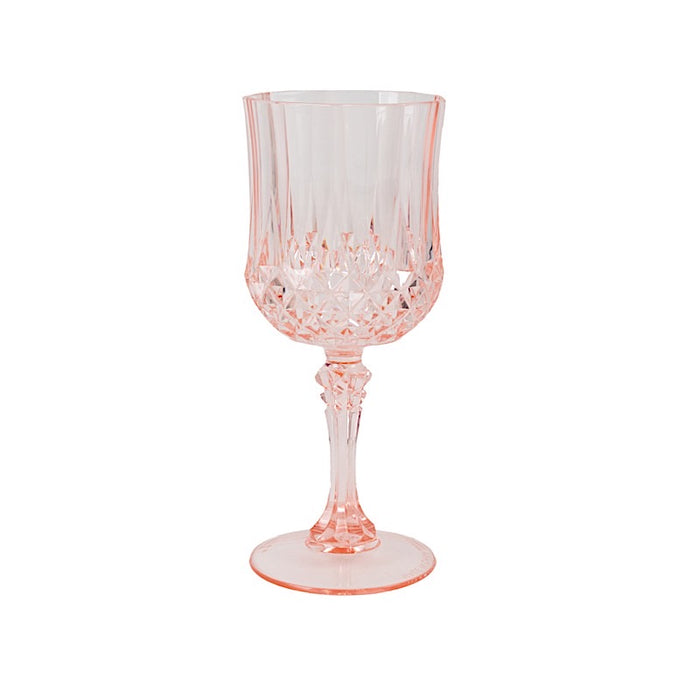 6 Plastic 8 oz Crystal Cut Goblets Wine Glasses - Disposable Tableware