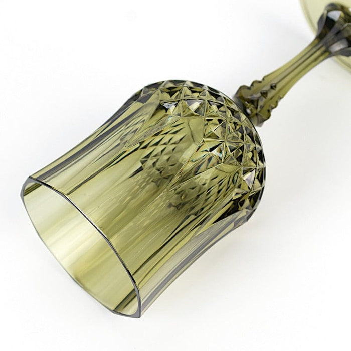 6 Plastic 8 oz Crystal Cut Goblets Wine Glasses - Disposable Tableware