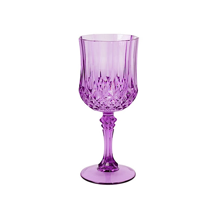 6 Plastic 8 oz Crystal Cut Goblets Wine Glasses - Disposable Tableware