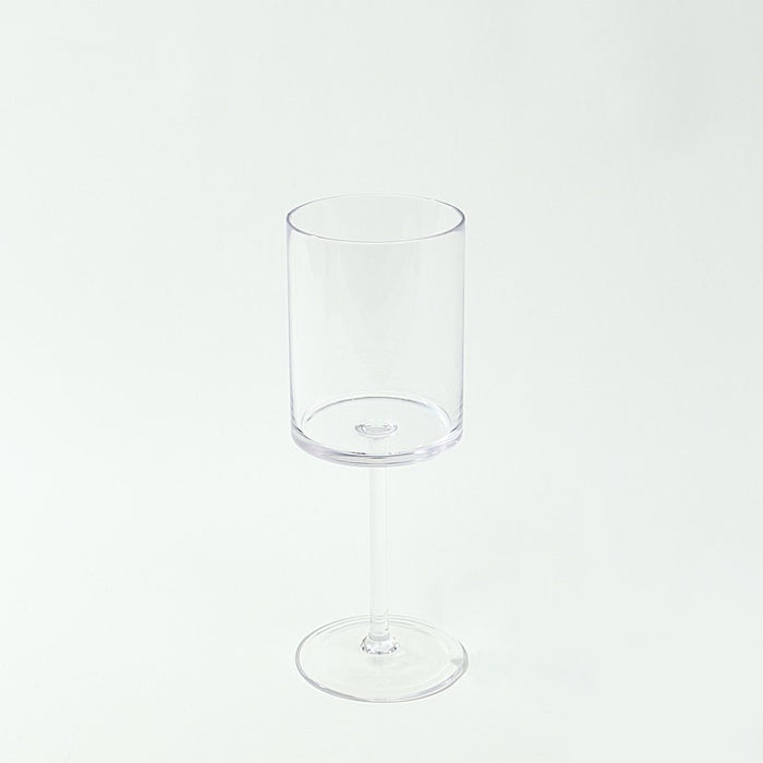 6 Plastic Cylindrical Wine Glasses with Long Stem - Clear