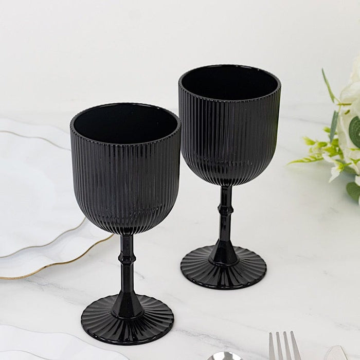 12 Plastic Wine Glasses Vintage Ribbed Pattern