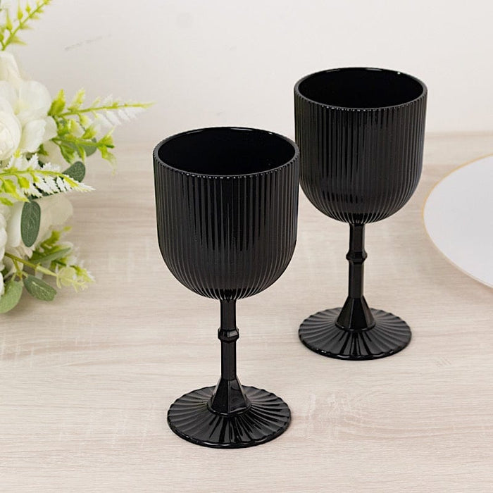12 Plastic Wine Glasses Vintage Ribbed Pattern