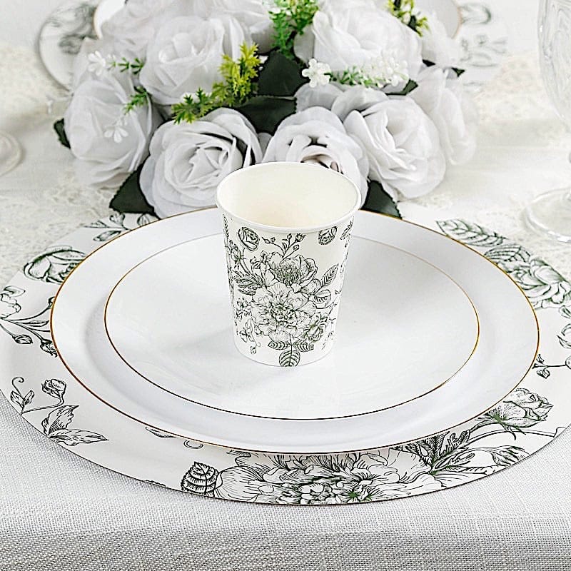 24 Disposable 9 oz French Toile Paper Cups - White