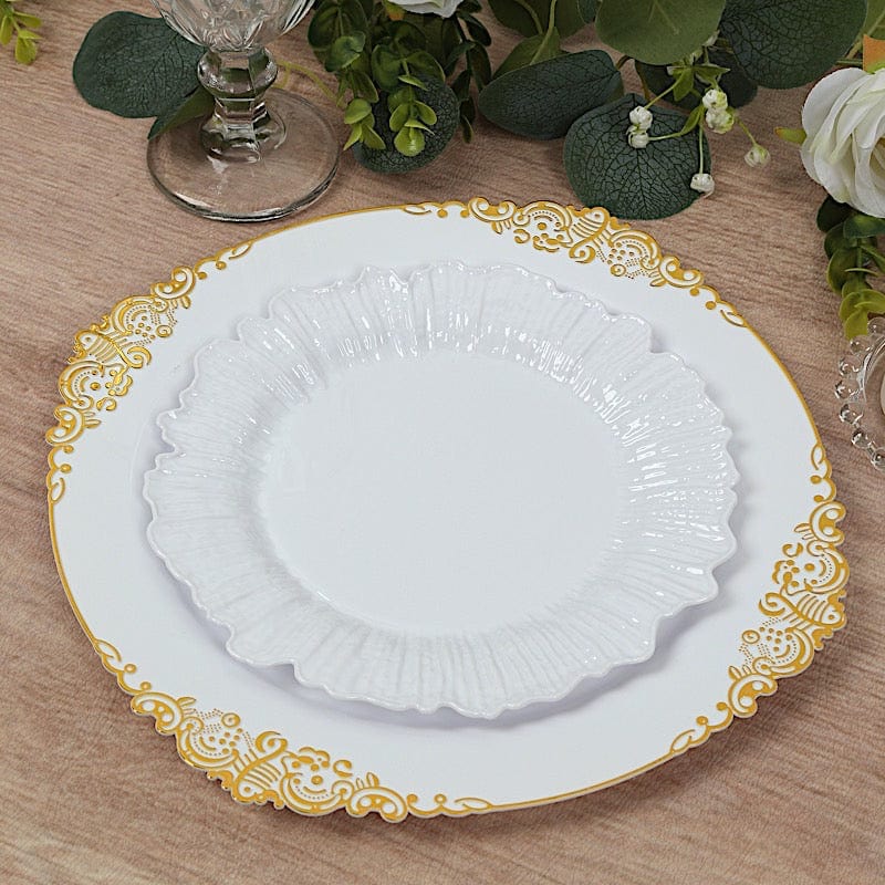20 pcs 7" wide Plastic  Plates with Reef Desig - Disposable Tableware