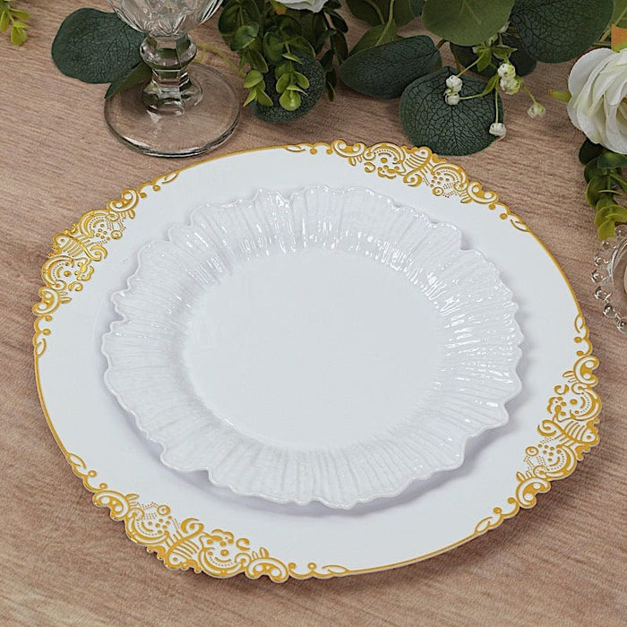 20 pcs 7" wide Plastic  Plates with Reef Desig - Disposable Tableware