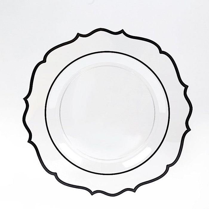 10 pcs 10" Plastic Dinner Plates With Scalloped Rim - Disposable Tableware
