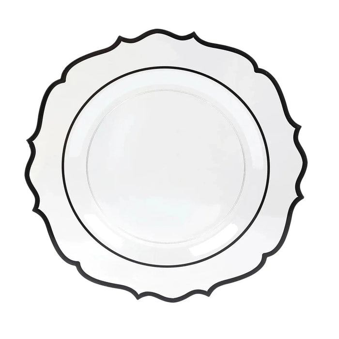 10 pcs 10" Plastic Dinner Plates With Scalloped Rim - Disposable Tableware