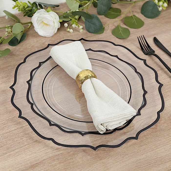 10 pcs 10" Plastic Dinner Plates With Scalloped Rim - Disposable Tableware