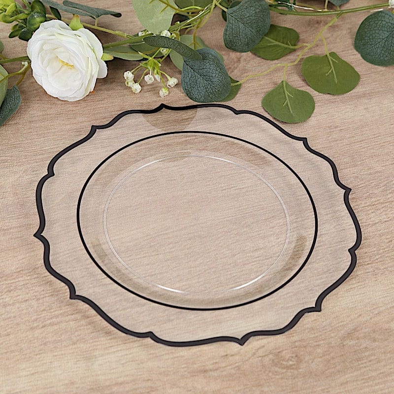 10 pcs 10" Plastic Dinner Plates With Scalloped Rim - Disposable Tableware