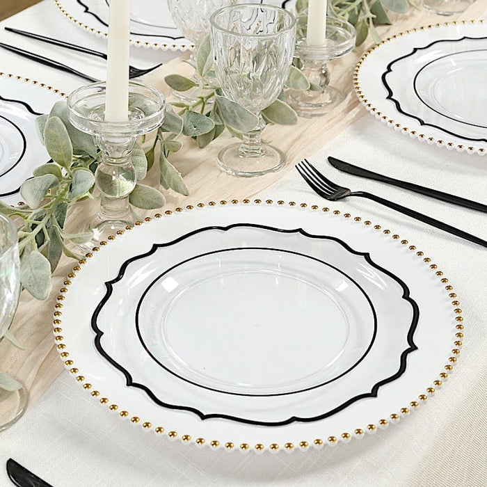 10 pcs 10" Plastic Dinner Plates With Scalloped Rim - Disposable Tableware