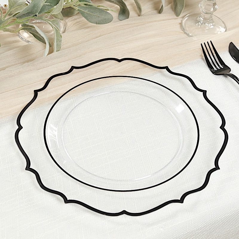 10 pcs 10" Plastic Dinner Plates With Scalloped Rim - Disposable Tableware