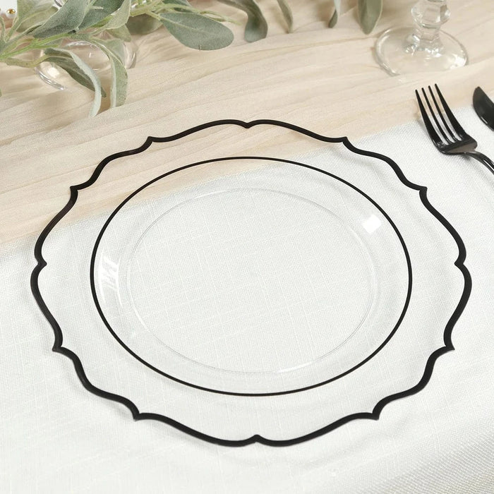 10 pcs 10" Plastic Dinner Plates With Scalloped Rim - Disposable Tableware