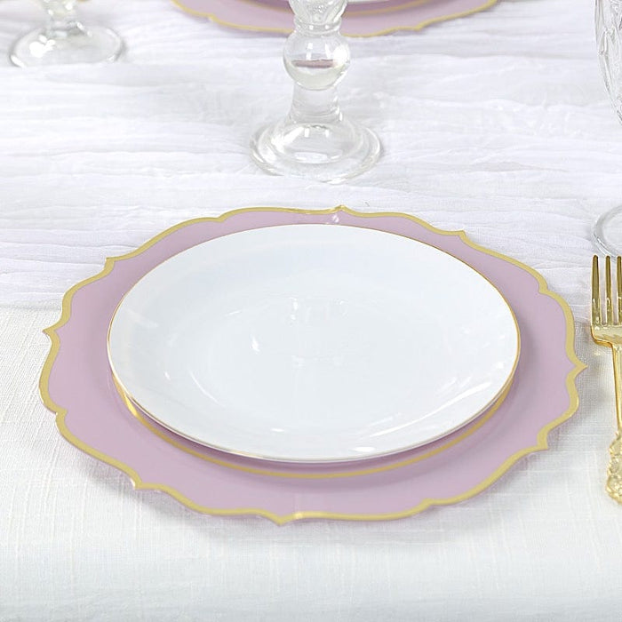 10 pcs 10" Plastic Dinner Plates With Scalloped Rim - Disposable Tableware