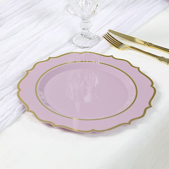 10 pcs 10" Plastic Dinner Plates With Scalloped Rim - Disposable Tableware